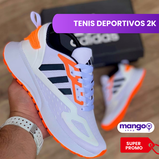 TENIS DEPORTIVOS 2K - Blanco Naranja Caballero