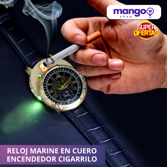 MRN-798 RELOJ MARINE CUERO ENCENDEDOR CIGARRILO